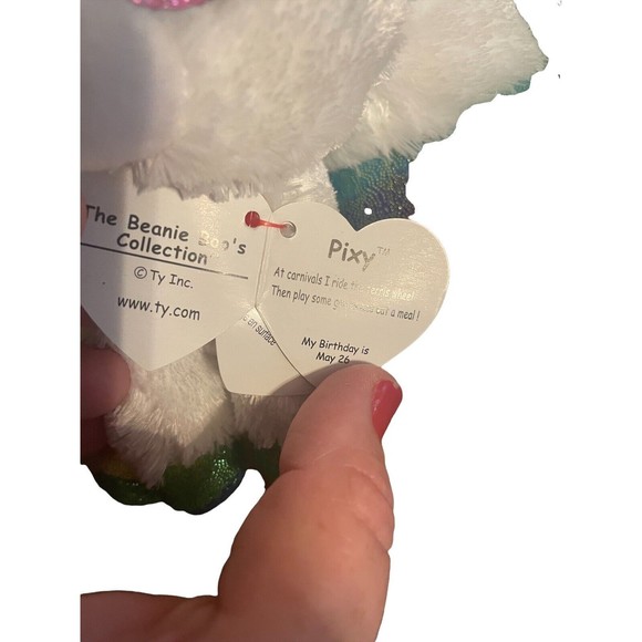Ty Beanie Boos Unicorn Plush Pixy 16” and 6" Rainbow Colors Glitter Eyes - Picture 3 of 4